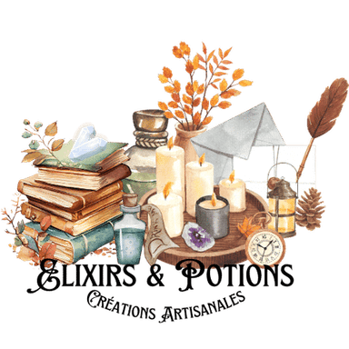 Elixirs et Potions, créations artisanales féeriques : bougies parfumées, bijoux en pierres naturelles, articles ésotériques.