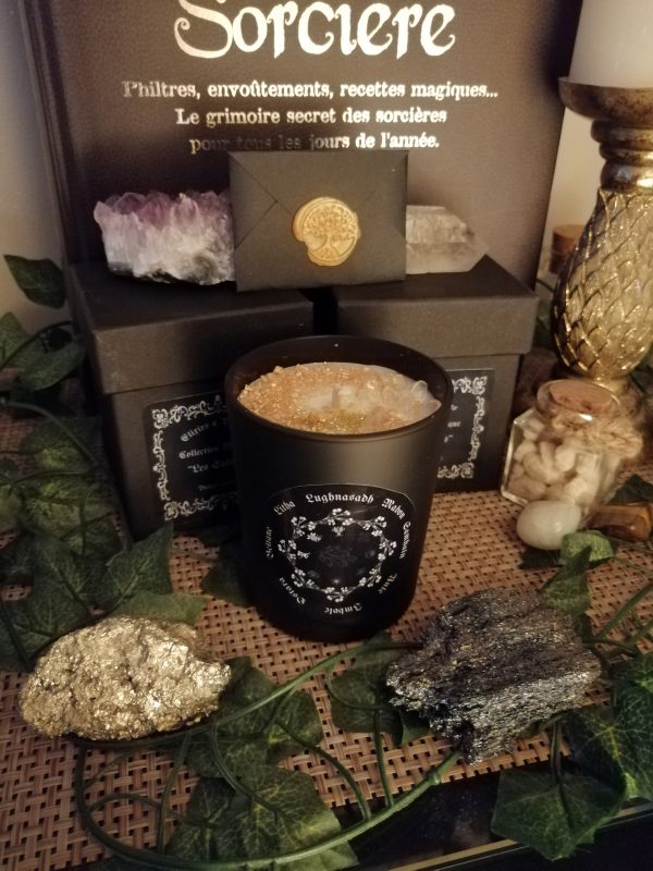 Bougie et Pierres Naturelles "Lughnasadh"
