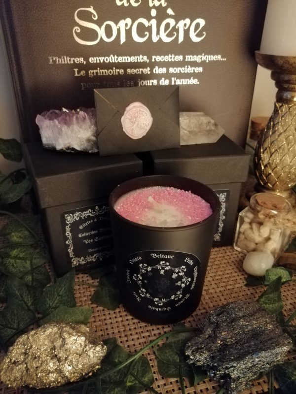 Bougie et Pierres Naturelles "Beltane"