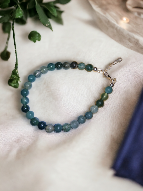 bracelet agate mousse et argent 925