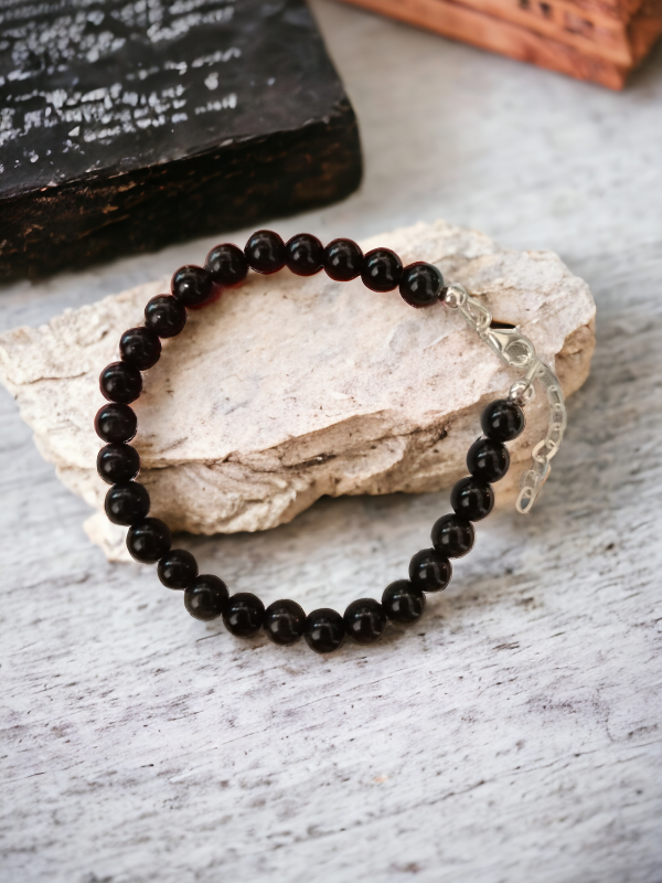 bracelet obsidienne et argent