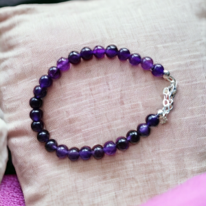 bracelet en argent 925 et pierres d'améthyste