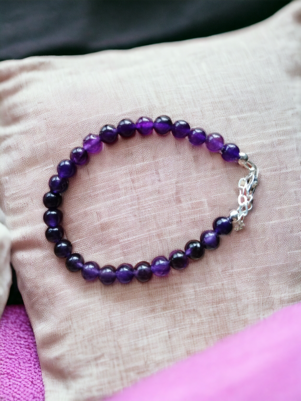 bracelet en argent 925 et pierres d'améthyste
