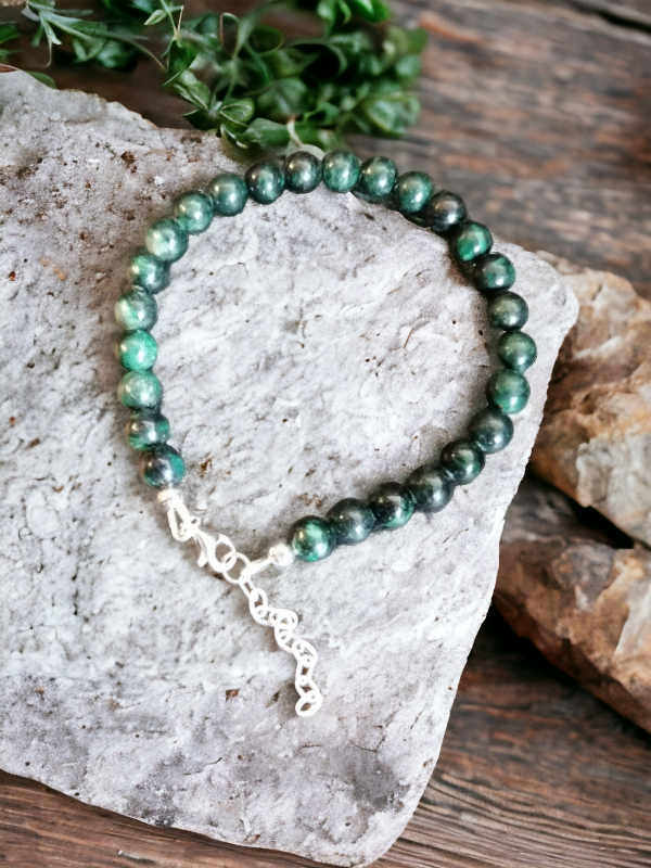 bracelet argent et émeraude